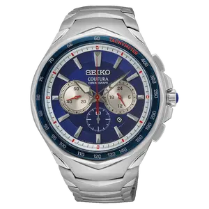 Seiko Coutura Men's Blue Dial 45.6mm Sillver Stainless Steel Band Chronograph Quartz Watch (SRWZ21)