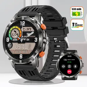 EIGIIS Multifunctional Smart Watches (Call Make/ Dial) with LED Flashlight, Outdoor Sports Smartwatch with 530mAh Large Battery 100+ Sports Modes IP67 Waterproof Digital Watch Compatible with iPhone Android Phones Gifts for Men