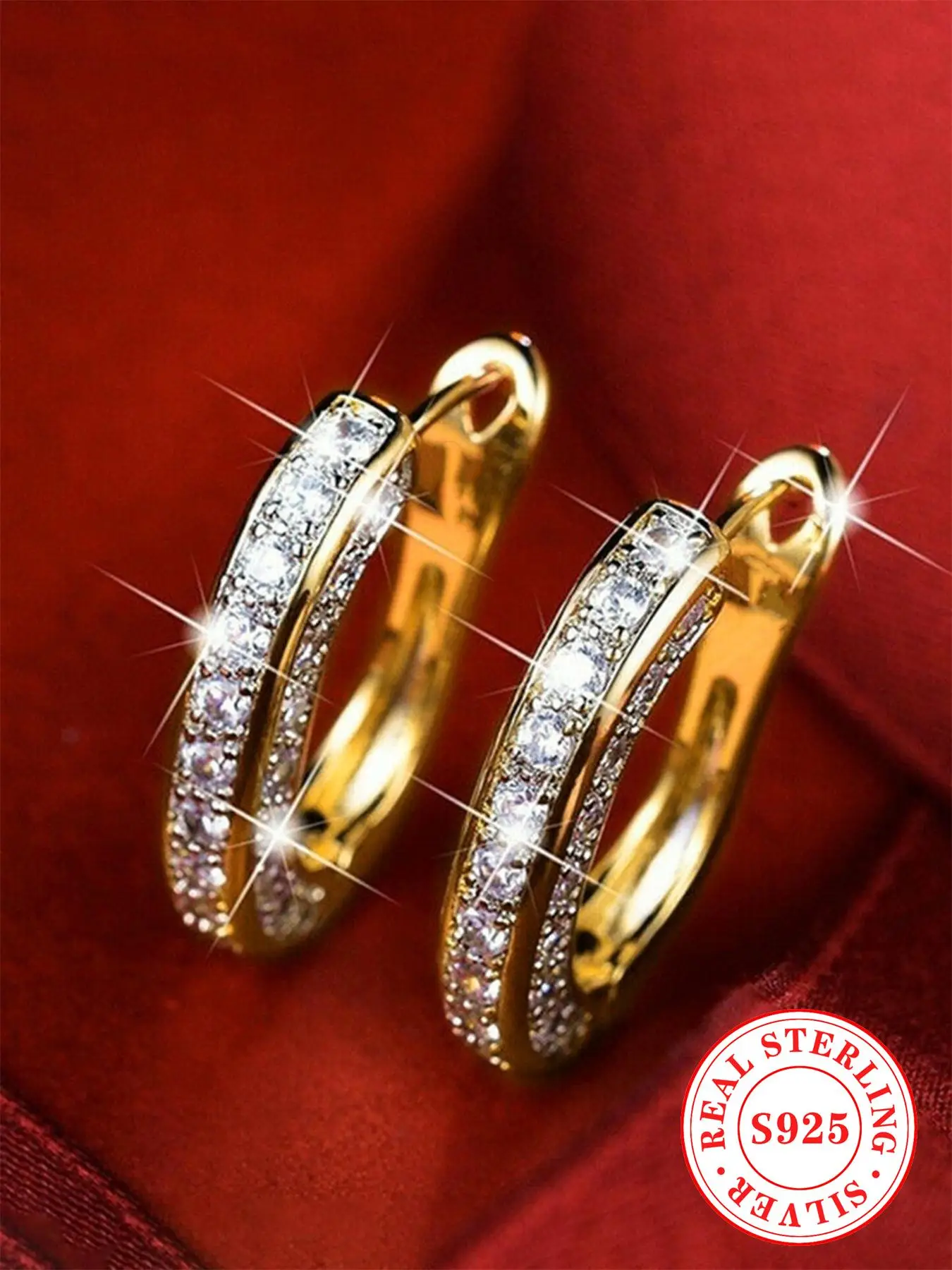 925 Sterling Silver Fashion Elegant Rhinestone Decorated Hoop Earrings, Fashion Jewelry for Party, Daily Decor, Trendy All-match & Exquisite Jewelry f