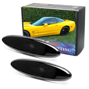 iJDMTOY Dark Smoked Lens Rear Side Marker Lamp Housing Assemblies, For 1999-2004 Chevy C5 Corvette