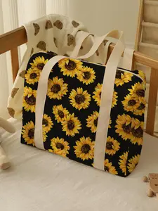 Sunflower Print Travel Bag, Lightweight Large Capacity Travel Organizer, Durable Travel Bag for Women & Baby Care, Travel Duffel Bag, Durable Duffels