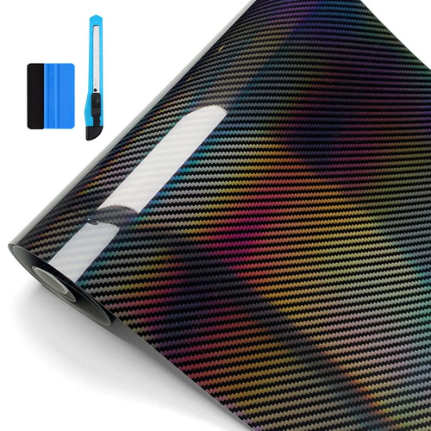 Gloss Forged Carbon Fibre Self-Adhesive Vinyl Wrap Sticker Roll (60x12inch/150x30cm, 165g) - Air Release, Scratch & Aging Coverage, Universal DIY Automotive Accessory for Car Interior/Exterior, 150*30Cm