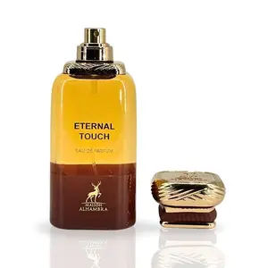 Maison Alhambra Eternal Touch Men's Fragrance Eau de Parfum Yellow & Brown Bottle with Gold Accents Limited Edition Edp Bold Essence
