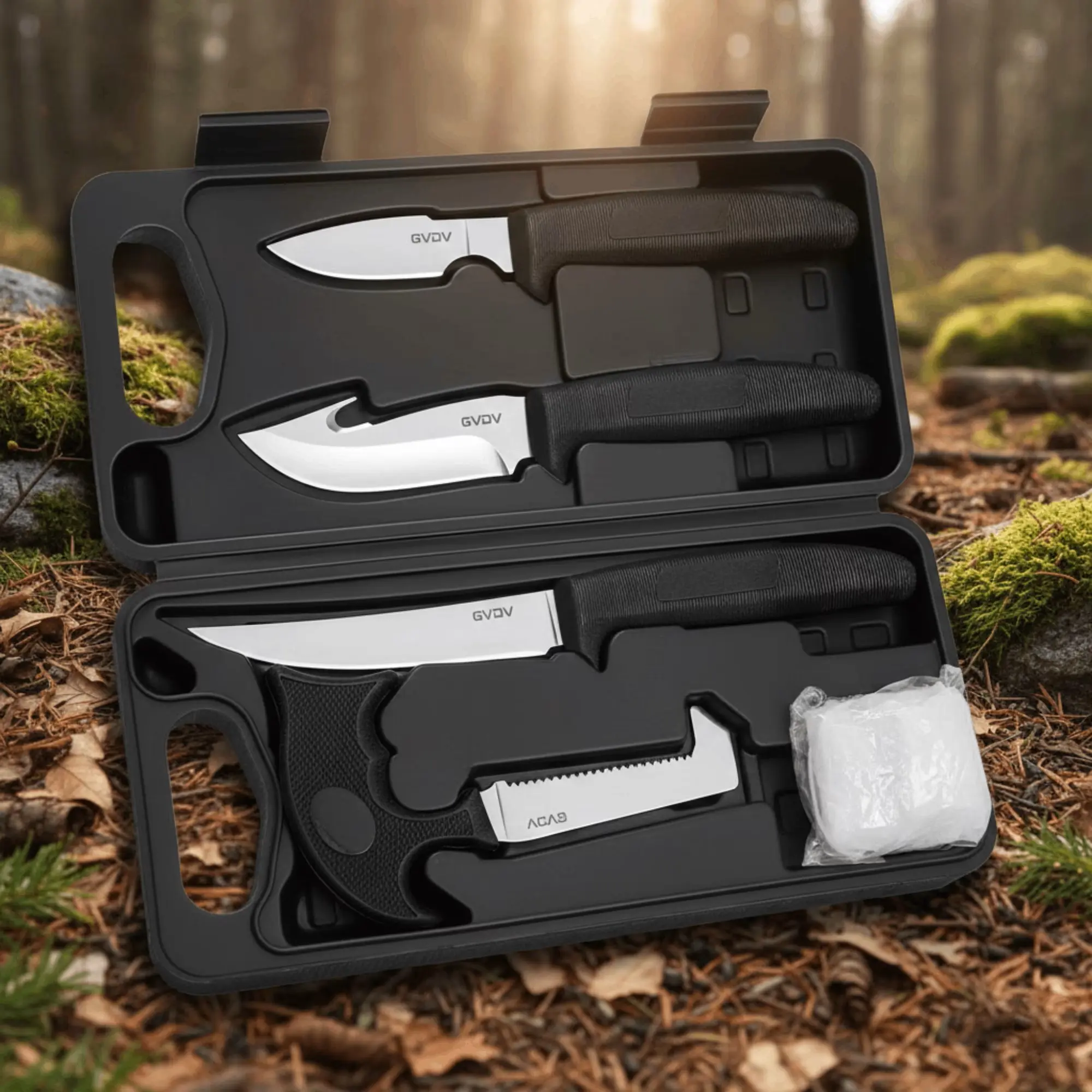GVDV 6-Piece Hunting Knife Set - Stainless Steel Outdoor Gear, High Hardness Knives for Hunting, Camping, Less Than 24oz Survival Hand Tool Survival Equipment pocket knives for men