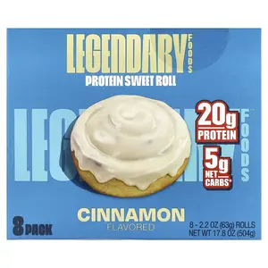 Legendary Foods Protein Sweet Roll, Cinnamon, 8 Pack, 2.2 oz (63 g) Each