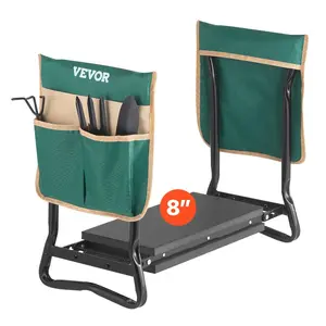 VEVOR Garden Kneeler and Seat, 8 in Wide Kneeling Pad, Heavy Duty Garden Kneeling Stool, Folding Garden Seat with 2 Tool Bags, Relieve Knee Back Pain, Portable Garden Bench for Women Grandparents