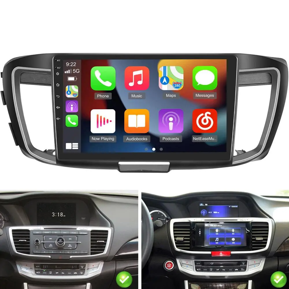 Hizpo 2Din Android 13 Touchscreen Autoradio Car Monitor for Honda Accord 9th Gen 2.0L/2.4L 2012-2018, CarPlay, GPS Navigation, SWC, Plug-In Stereo Audio Multimedia Player, Modern UI Cars Accessories