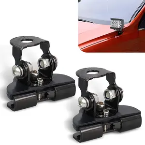 2PCS Hood Ditch Light Mount Brackets, Adjustable LED Light Bar Mounting Base, No-Drill Metal Brackets with Safety Cushioning, Universal Light Bar Mounts Car Truck Accessories