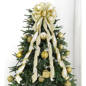 Christmas Tree Topper Bow 13 inch x 45 inch  and White Large Christmas Bows   Bows for Christmas Tree Ornament, Wreaths, Staircase, Mantel,  Decor