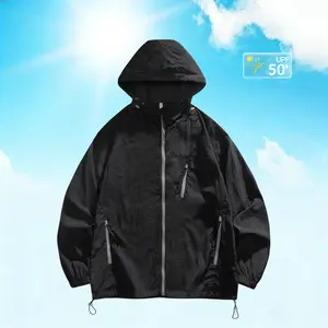 New Summer Men’s UPF 50+ Sun-Protective Hooded Jacket — Lightweight windproof full-zip raincoat with multiple pockets, casual outdoor street fashion sun jacket