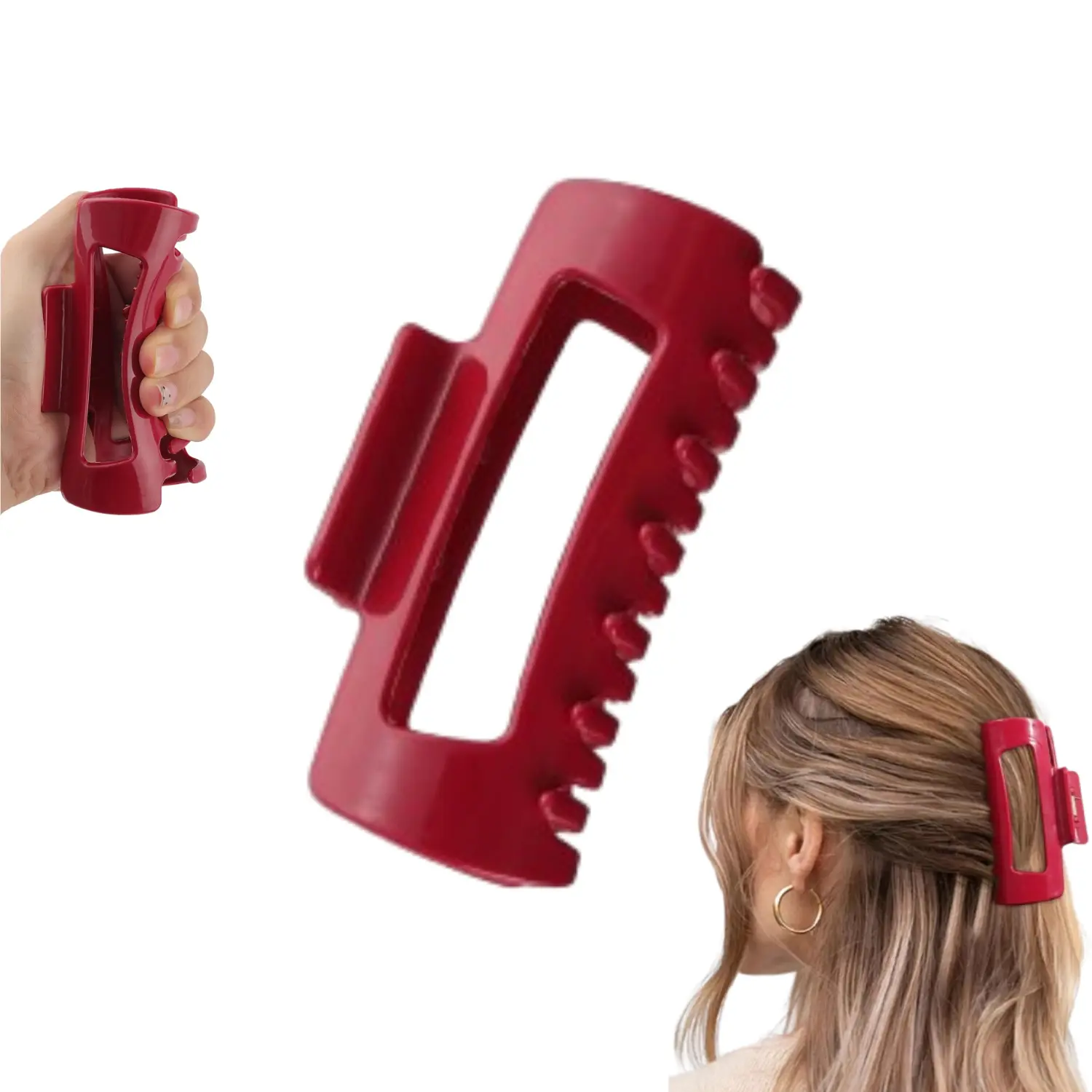 Women's 2 PCS Silicone Flexible Hair Clips, Soft Bendable Scalp-Safe Cloud Claw Clips with Square Grip & Flexible Hold for Updo Hairstyles (Thin & Thick Hair)