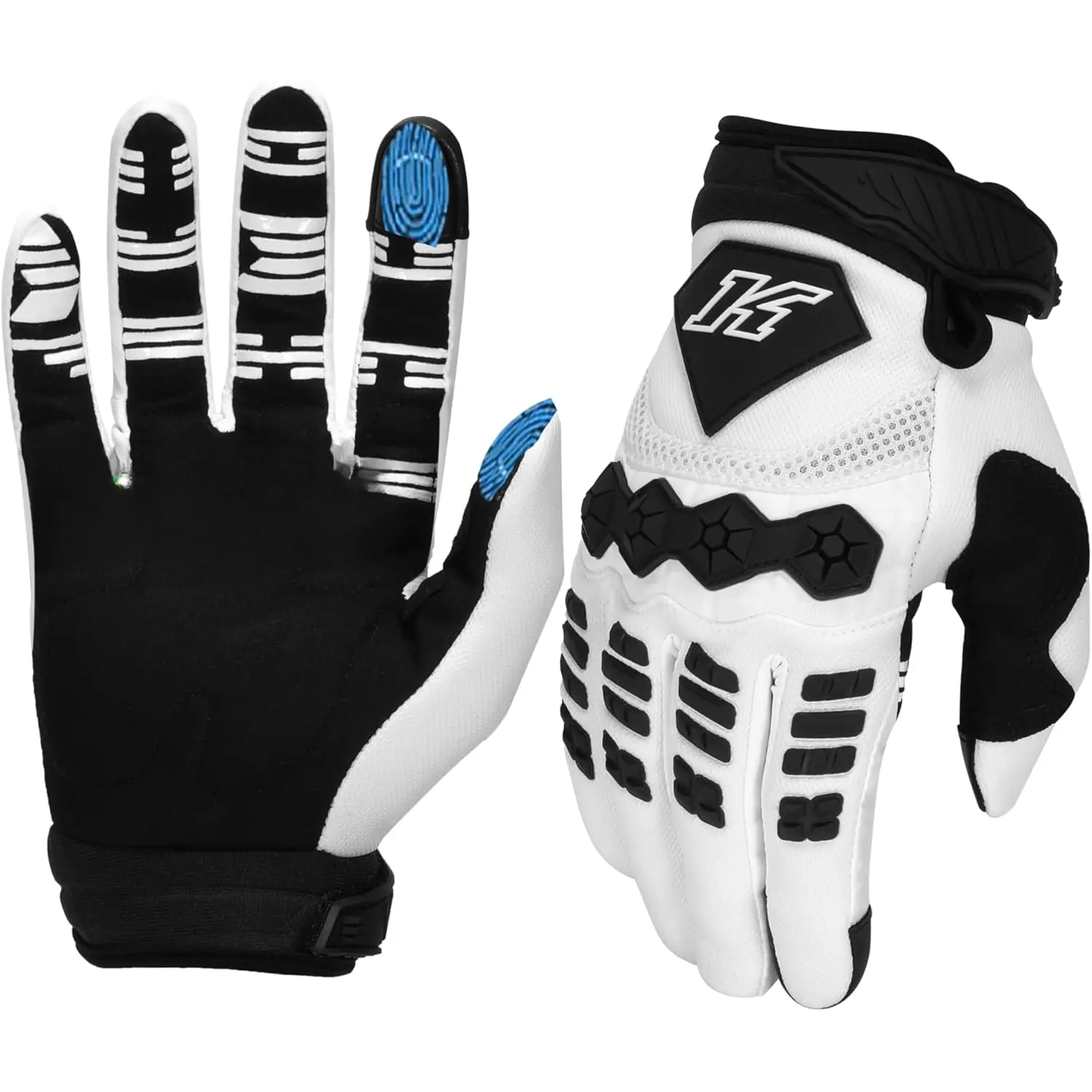 Men's MTB Gloves-Touchscreen Dirt  Riding Gloves for Mountain ,ATV,BMX,Off-Road , Scooters,Street Bikes,Motorbike,Motocross Racing & Powersports (White, Medium)