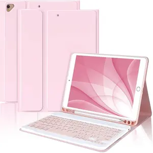 MMK iPad 9th Generation Case with Keyboard, for iPad 8th 7th Generation Case with Keyboard (Wireless Detachable & Pencil Holder), iPad 10.2"/iPad Air 10.5"(3rd Gen)/iPad Pro 10.5" (Pink)SSIH