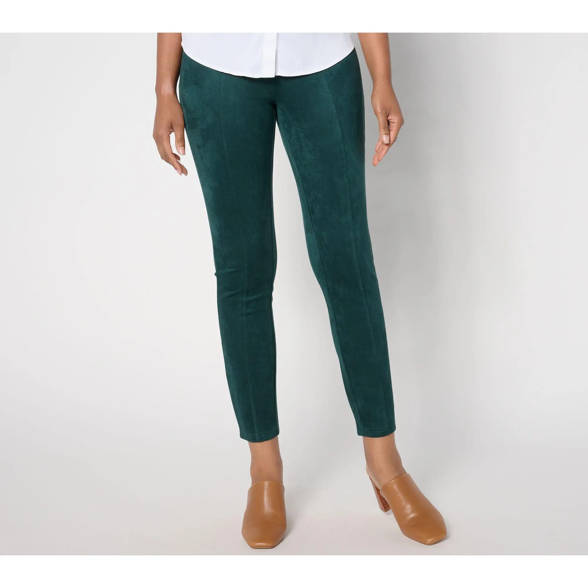 Isaac Mizrahi Live! Estate Petite Faux Suede Slim-Leg Pants Isaac Mizrahi Live! Estate Petite Faux Suede Slim-Leg Pants