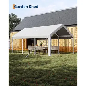 Portable Garage 20x12x10 ft Heavy-Duty Metal Frame Carport Canopy with Polyethylene Tarp, Easy Setup Shelter for Vehicle Boat and Equipment Protection