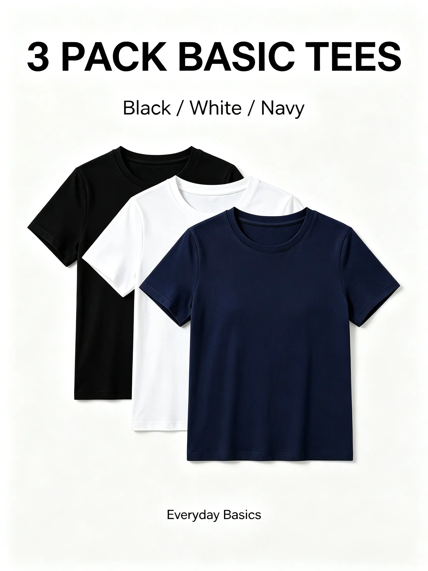 3-Pack Women's Butter-Soft Crewneck Short Sleeve T-Shirts, Non-See-Through Basic Plain Tops, Multi-Color & Custom Combo