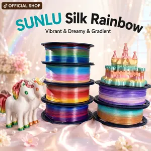 SUNLU SILK 3D Printing Filament Rainbow Set - 1.75mm Gradient Colors with Natural Transitions, Neatly Wound for Non-AMS Printers, High-Quality Prints, Beginner-Friendly Supply for Kids’ Decorations Full of Artistry