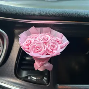 Pink Eternal Rose Bouquet Air Vent Ornament for Car Decorative Use