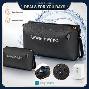 Travel Inspira Vacuum Compression Bags with Pump, Ultra Durable Nylon Space Saver Bags for Summer Travel, IP67 Airtight Seal Reusable Travel Storage Bags for Luggage Backpack Outdoor, Light Black 2 Pack, Mid-Year Deal, summerwins