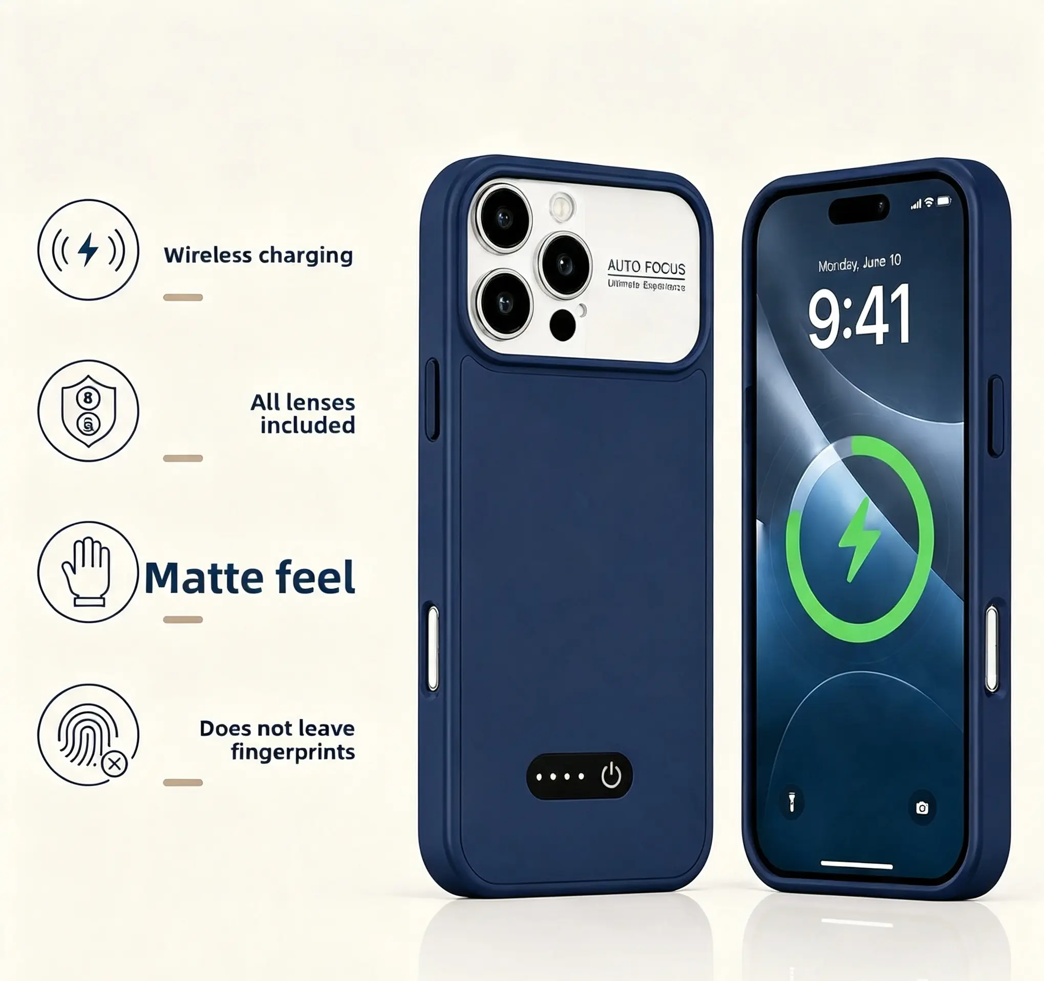 Built-in Power Bank Digital Mobile Phone Case - Thin, Liquid Silicone Coated, Lightweight, Shock-Resistant, Smooth Elastic Touch Protective Phone Case