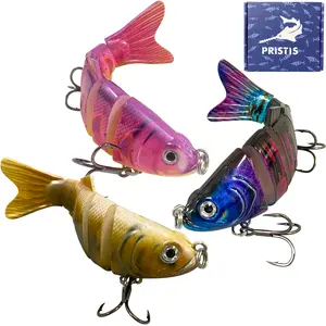 Pristis Multi Joint Swimbait for Bass & Muskie & Pike, Amazing 3pcs Bionic Glide Bait, Lifelike Jointed Minnow Slow Sinking Saltwater & Freshwater