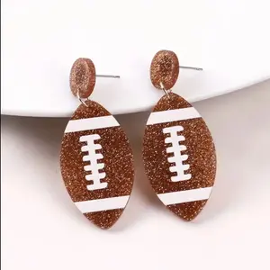 Sparkly Football Glitter Earrings
