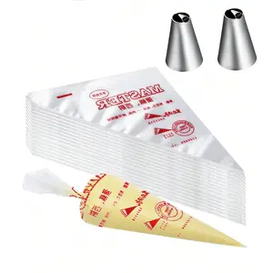100pcs Transparent Pastry Bags & 48pcs Various Icing Tips Set, Ideal for Cake Decoration Macaron Making Dessert Packaging
