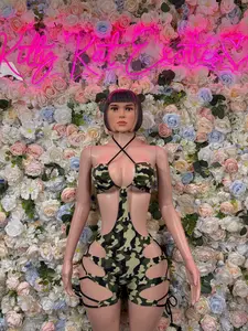 Camo Print Bottlegirl Bodysuit  - One Piece Bartender Outfit