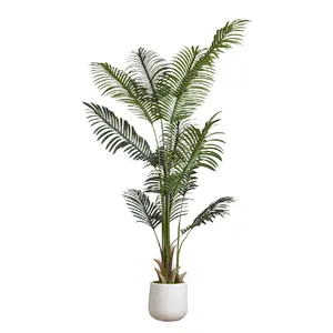 Casvik Palm Artificial Tree with White Pot, 6FT green tree living room home decor
