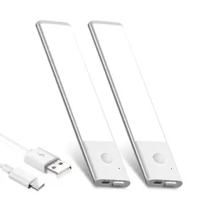 Under Cabinet Lighting, Wireless for Kitchen LED Closet Lights Motion Sensor Light Indoor Rechargeable Battery Operated Stick on Under Counter Lighting Stairs Hallway 2Pack magnetic lights