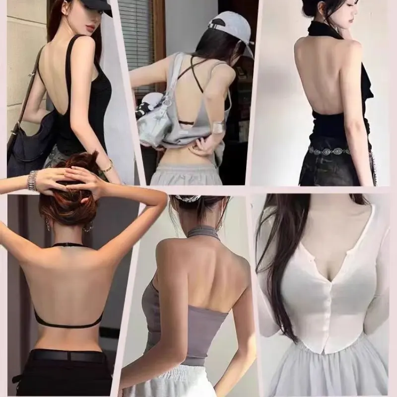 Halter Triangle Cup Bra for Women, Thin Strap Backless Invisible Front  Closure, Summer Lightweight Push Up
