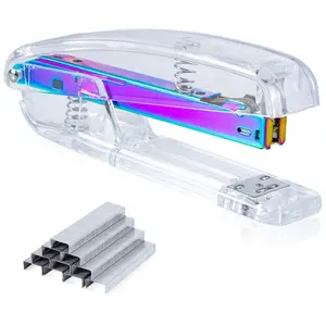 Acrylic Stapler, Fashion Transparent Shape, for Office, Home and Students, with Quality Spring, Durable Acrylic, 1000 26/6 Staples Included (Multicolor)