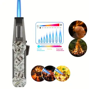 Premium Refillable Butane Torch Lighter For Kitchen, Welding, BBQ, Baking, Outdoor Activities, Barbecue, Camping, Travel - Safety Lock, Flame Lock Function, Ultra-Long Adjustable Flame, Portable & Stylish Design (Butane Gas Not Included)