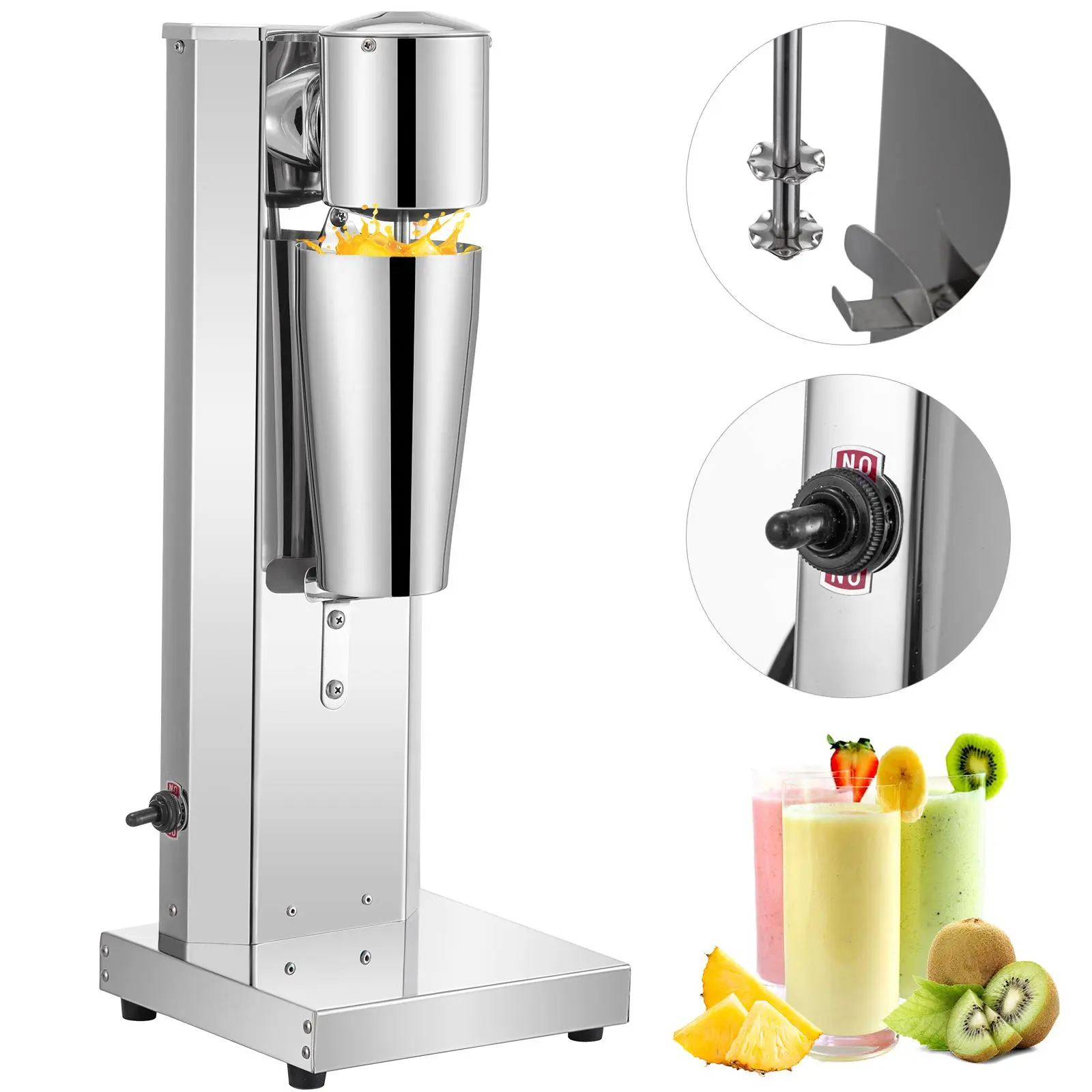 VEVOR Stainless Steel Electric Milkshake Maker Kit, 180W Single Head Sturdy Machine with 800ml Cup, 2-Speed Adjustable, Micro Switch, Auto-Start Cup Lock, Great for Home Smoothies and Shakes, Coffee Shop Cocktail & Shake Prep