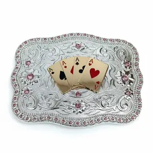 Western Playing Card Belt Buckle – Metal Poker Ace Design