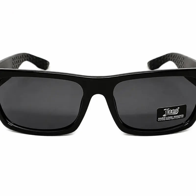 Hard-core Locs Sunglasses with Tattoo Art on Sides, Black Frame,