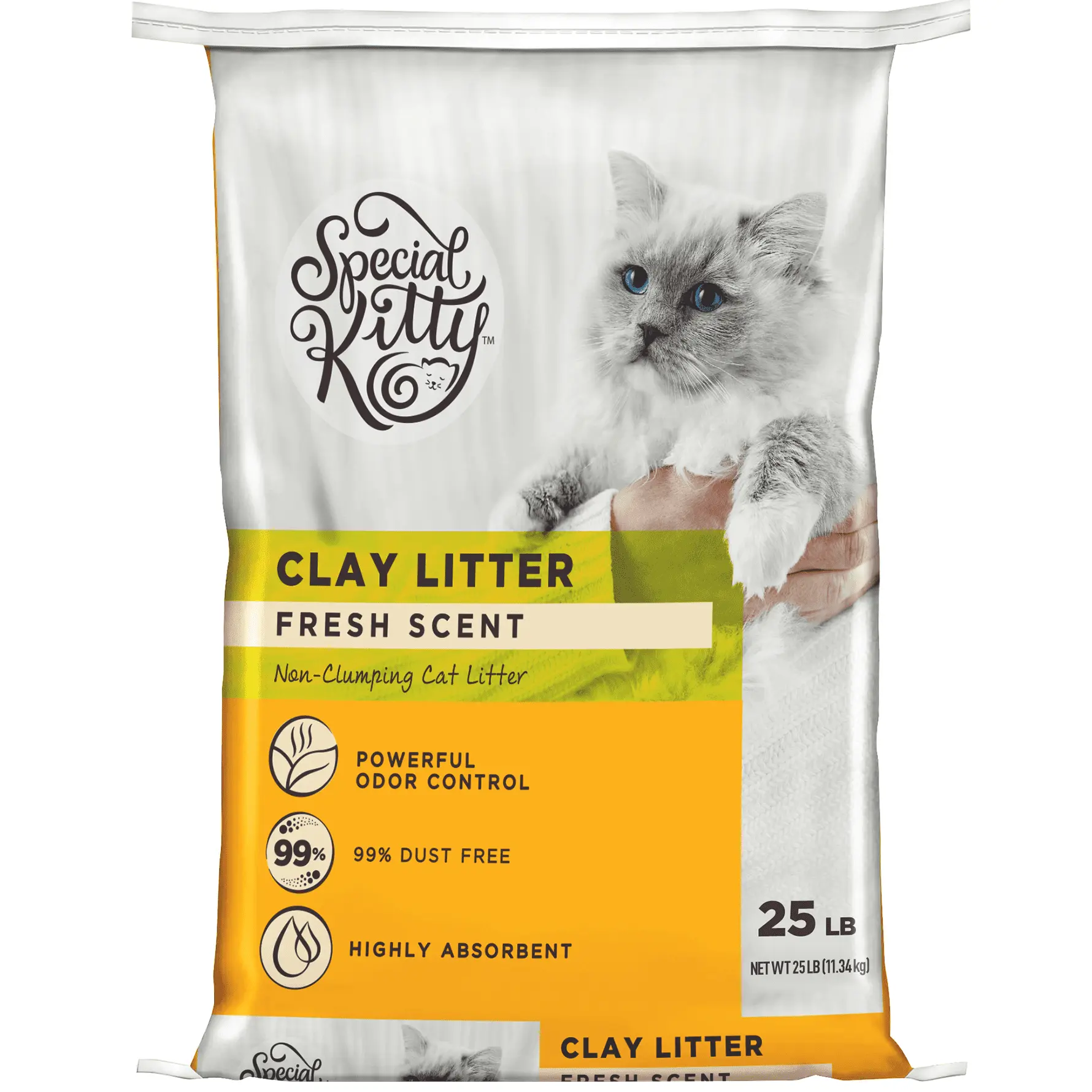 Fresh Scent Non-Clumping Clay Cat Litter, Highly Absorbent, Powerful Odor Control, 99% Dust Free, 25 lb Bag