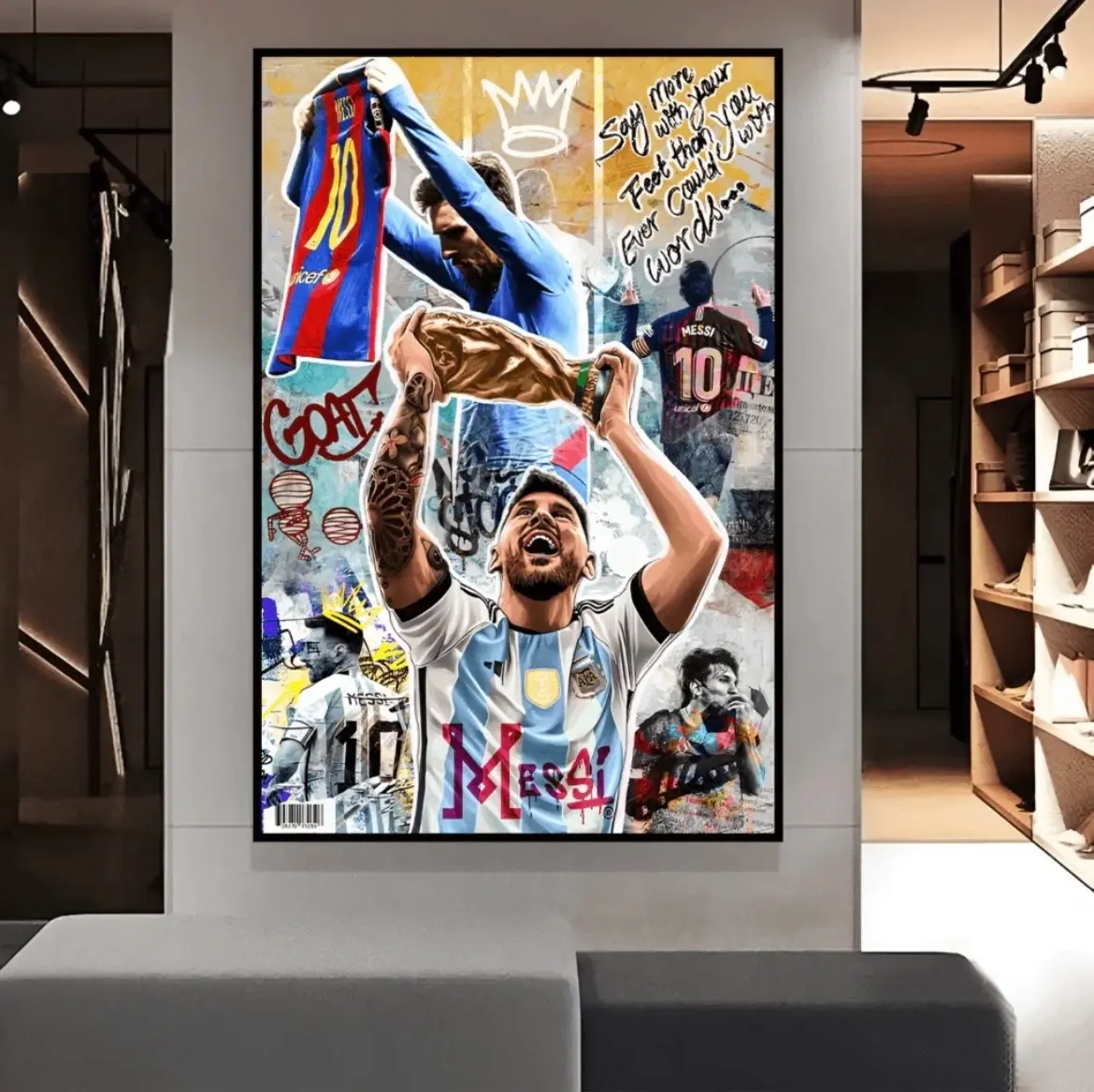 Lionel Messi Signed Photo Print, Argentina Gift Wall Art Print Poster Unframed