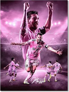 Soccer Superstar Lionel Messi Signed Poster For Fans Room Bedroom Wall Decor-Sports Star Posters Canvas Art Print Picture For Teen Boy Birthday Gifts
