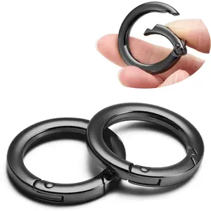 4 count Flat Trigger Spring O Rings,Metal  Ring Round Carabiner Clips for Keyrings Buckle, Bags,Purses,Purses