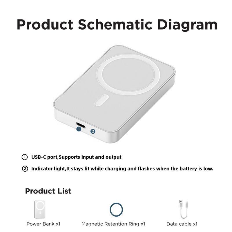 MagSafe 5000mAh Power Bank, Wireless Portable Charger, Fast Charging MagSafe Battery Pack for iPhone 17/16/15/14/13/12/Plus/Pro Max, Compact Device Smartphone Chargeable MagSafe 5000mAh Power Bank, Wireless Portable Charger, Fast Charging MagSafe Battery Pack for iPhone 17/16/15/14/13/12/Plus/Pro Max, Compact Device Smartphone Chargeable