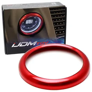 iJDMTOY Sports Red Aluminum Center Dash Analog_Clock Decoration Ring For Porsche Cayenne Macan 911 718 Cayman/Boxster, 2009-2016 Panamera