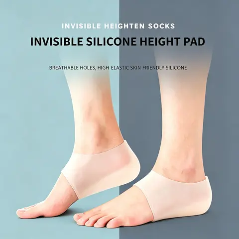 Heel Protectors Height Increase Insole Silicone Invisible Heel Lift Shoe Insoles, Shock Absorption Cushion Support for Men and Women Half Shoe Pad
