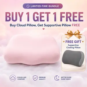 GEECO FluffBounce Ergonomic Cervical Pillow + FREE Cooling Pillowcase - Contoured, Soft, Durable Dual-Height Slow-Rebound Memory Foam for Side & Back Sleepers with Washable Cooling Cover, Contoured Memory Foam, Durable Memory Foam,summerwins