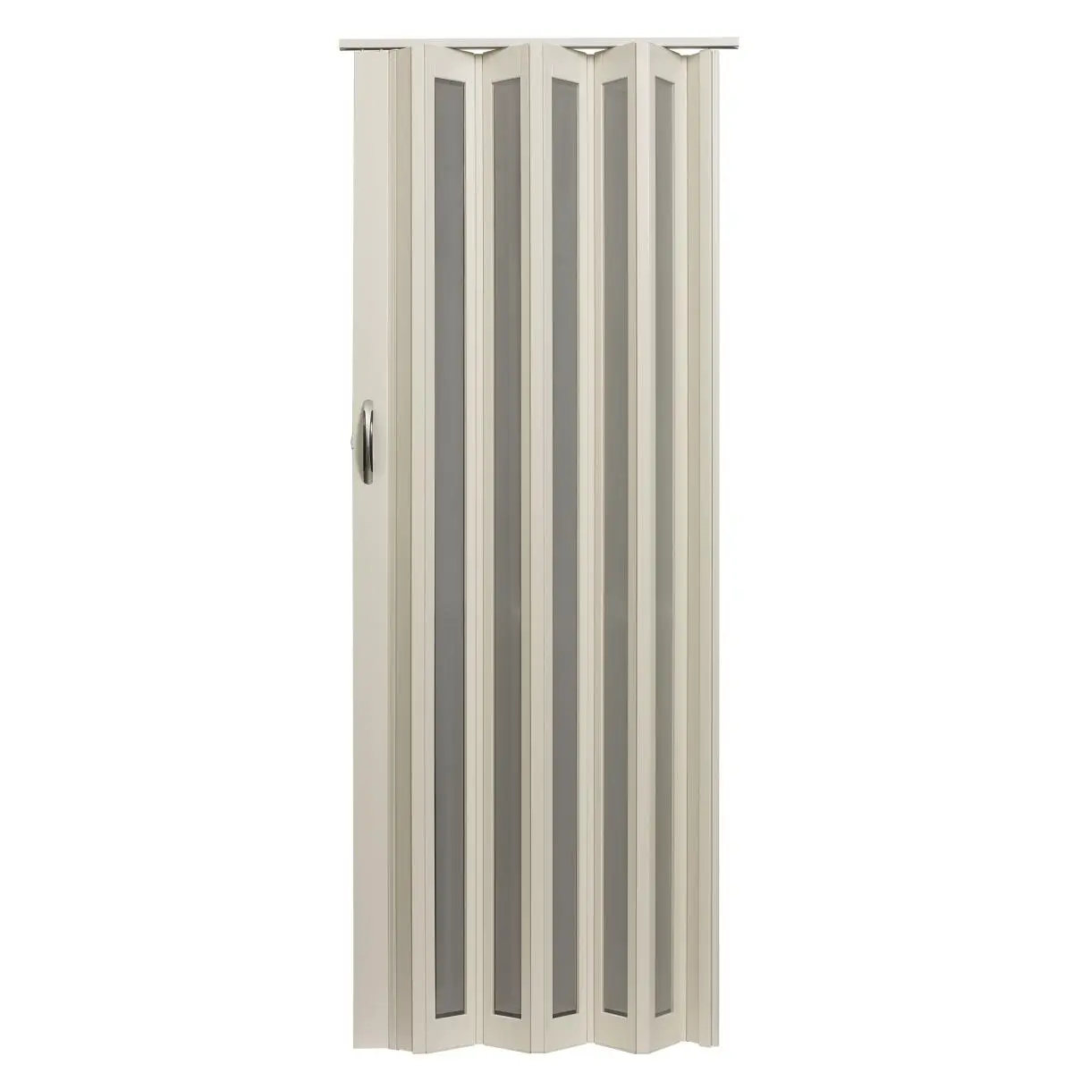 212 MAIN Contemporary Frosted Vinyl Homestyle Metro Folding Door, 36w x 80h in White Turquoise, Dual Wall Construction, Lockable Handle, Quiet Rollers, Includes Hardware
