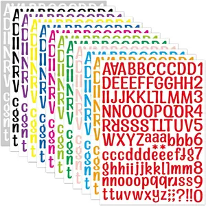 12 Sheets Vinyl Self-Adhesive Number Alphabet Stickers, Mailbox Number Labels for DIY Crafts Art Making, Decals for Sign, Notebook, Classroom Decor Door