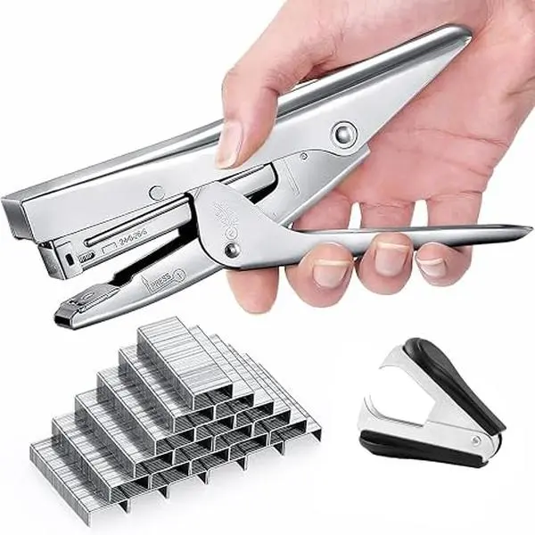 Heavy Duty Stapler with 1000 Staples & Staple Remover – 20-Sheet Capacity Desktop Stapler for Office, Work, School & Teacher Use – Large Capacity, No Jam, Professional Standard 24/6 Metal Stapler Set,Kitchen,Plastic