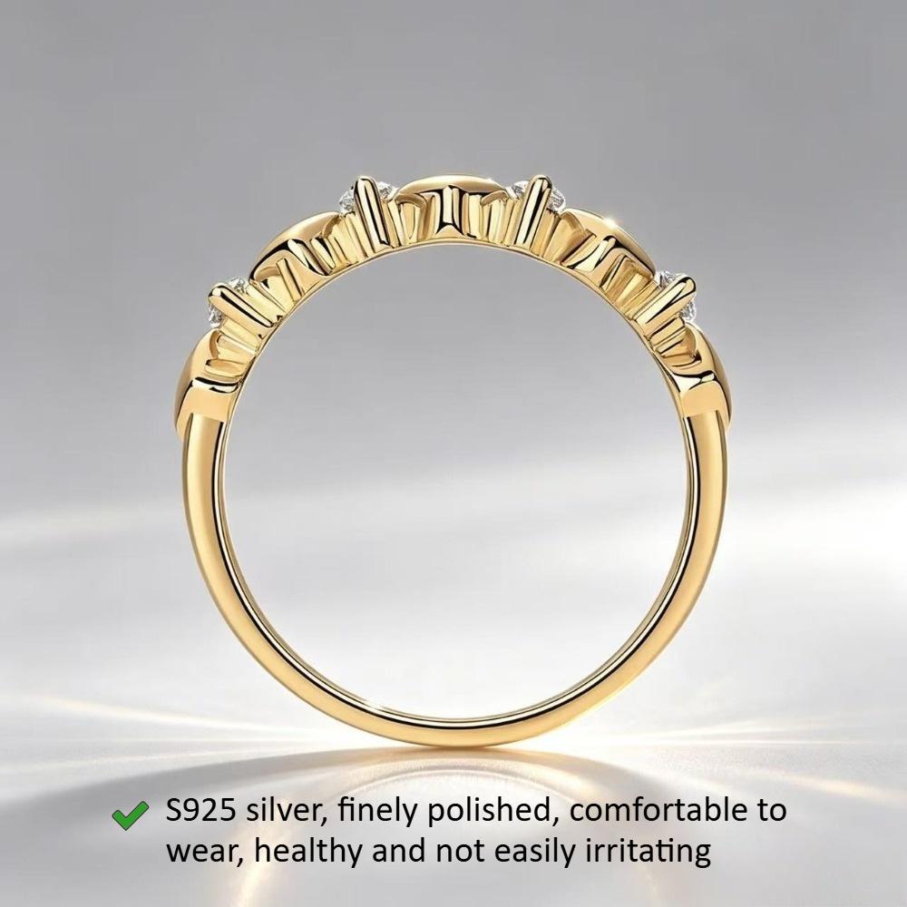 Retro Heart Moissanite Ring for Women, Gold-Colored S925 Silver Pave Band for Wedding, GRA Certified with Gift Box, Female