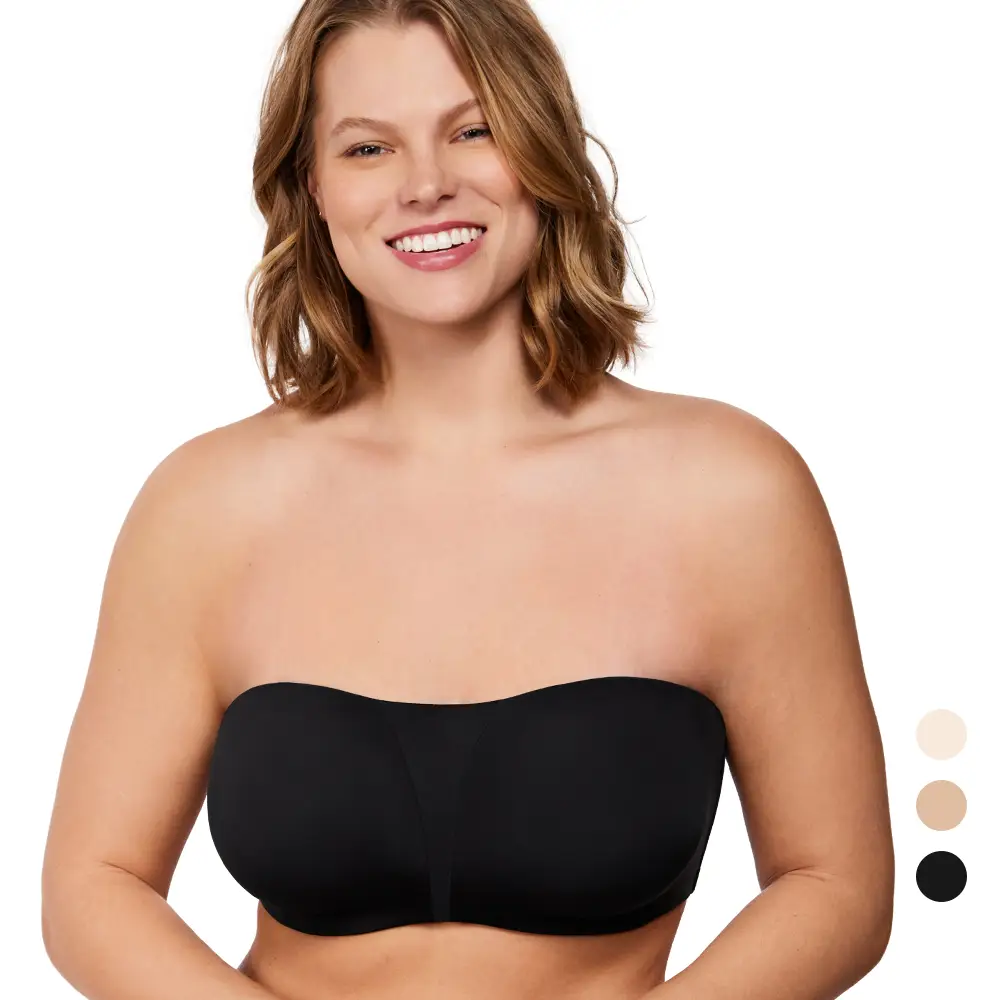 HSIA Fiery Unlined Anti-Slip Non-padded Seamless Comfort Underwire Plus Size Bandeau Strapless Bra for Big Bust