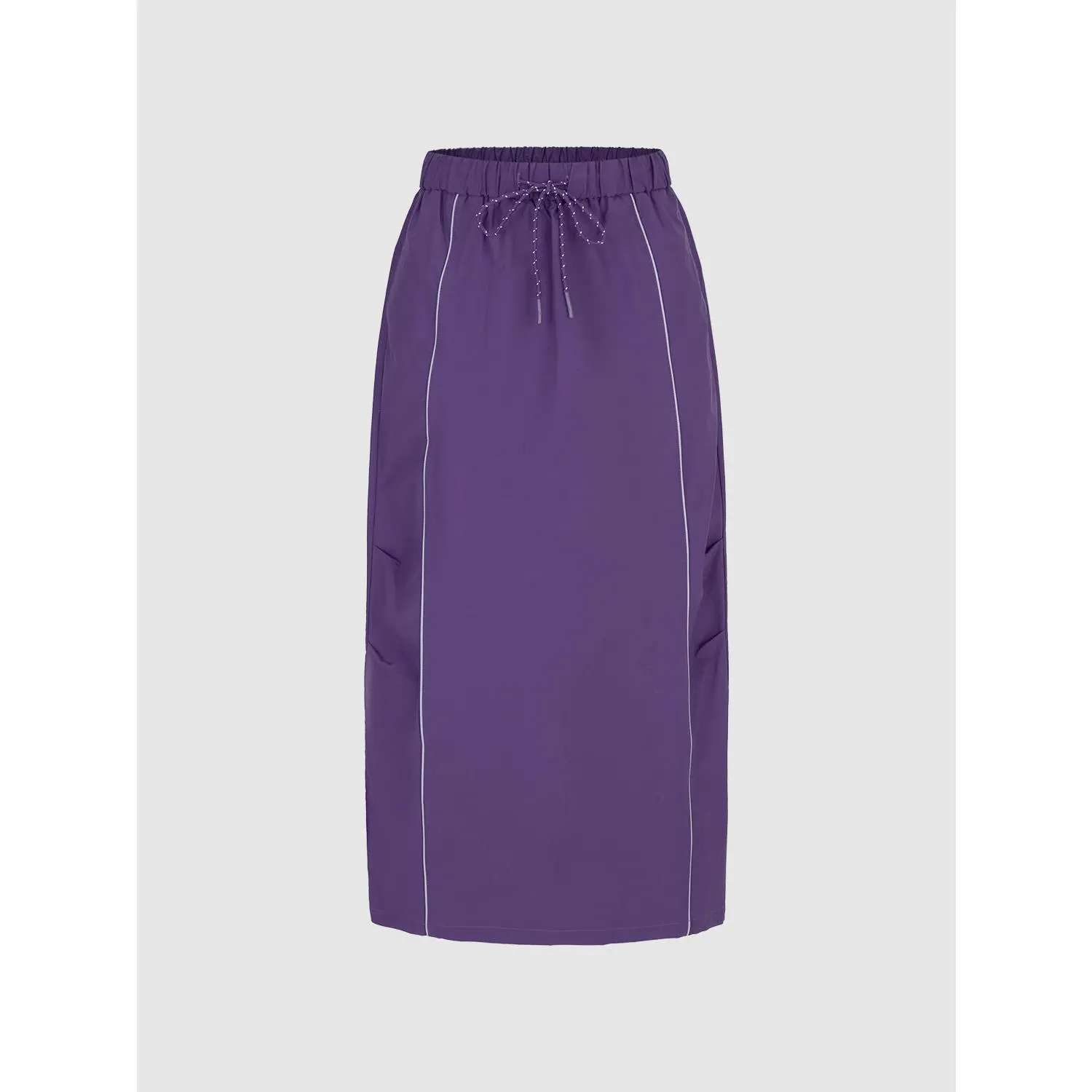 URBAN REVIVO Women's Minimalist Cotton-Polyamide Straight Skirt with Drawstring Waist, Casual Fitted Silhouette, Fabric